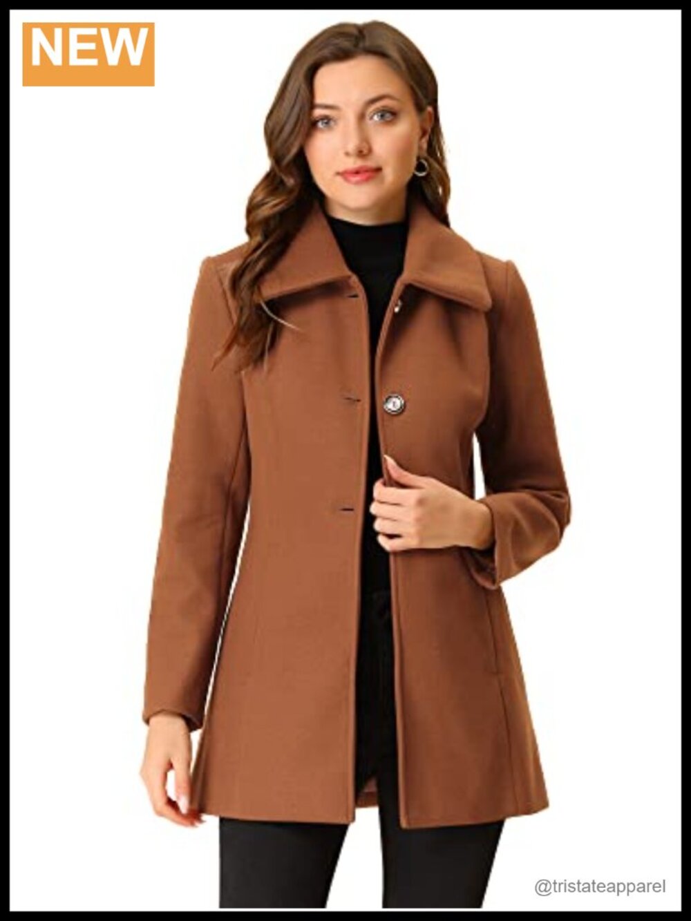 Vintage Wool Pea Coat Single Breasted Turndown Overcoat